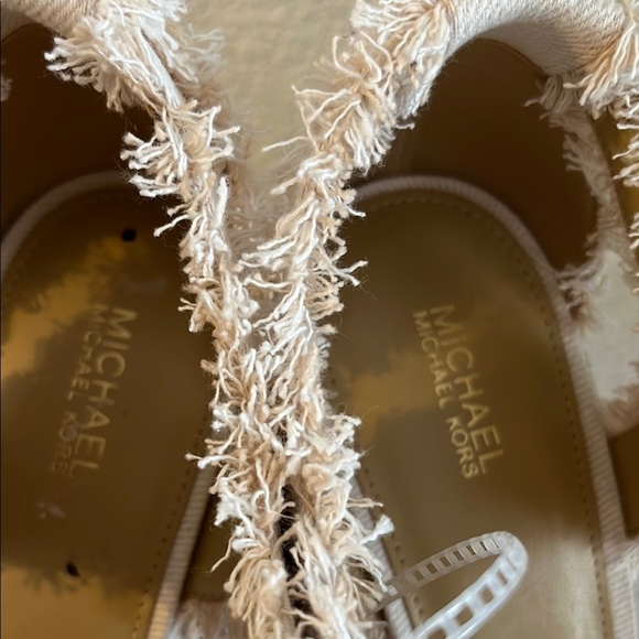 Michael kors Cream Canvas Wedge Sandals with Ankle Strap MICHAEL KORS - Picture 6 of 11